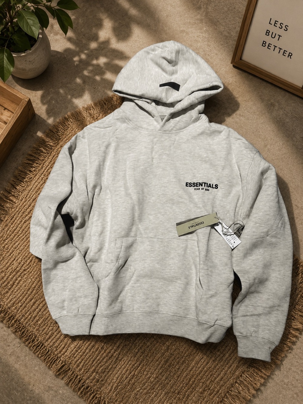 ESSENTIALS Men’s Heather Light Gray Pullover Hoodie